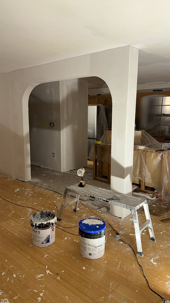 Interior archway renovation during construction